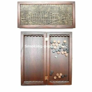 Classico Medio LEGNO NATURALE Backgammon COCCODRILLO ORO FATTO A MANO 400x400mm Nardy - Foto 1 di 9