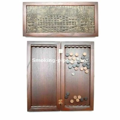 Klassisch Mittel NATURHOLZ Backgammon KROKODIL GOLD HANDARBEIT 400x400mm Nardy - Bild 1 von 4