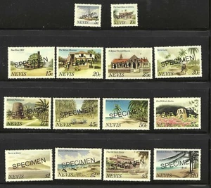 NEVIS BRIEFMARKEN #121-134 -- KOMPLETTER SATZ -- EXEMPLAR OVPT -- 1981 -- POSTFRISCH - Bild 1 von 1