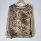 Made In Italy Vintage Blouse Top Size 18-UK Brown Mesh Leopard Print Stretchy 