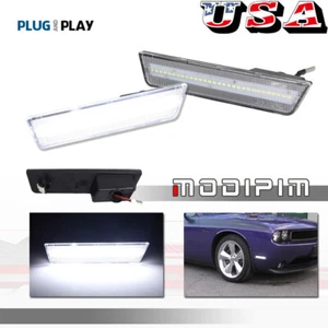 2x Clear Lens Pure White LED Front Side Marker Lights For 08-14 Dodge Challenger - Picture 1 of 11