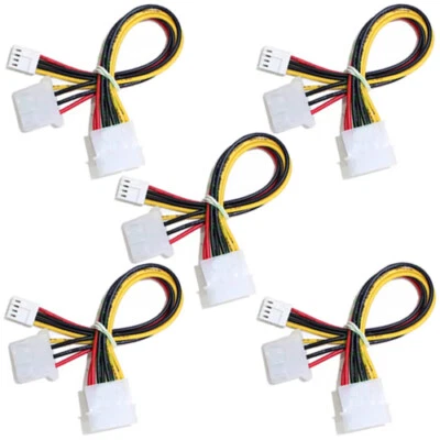 5x Netzteil Splitter Kabel Kabel Molex 4Pin LP4 5,25" auf 3,5 Floppy FDD+ 5,25 - Bild 1 von 4