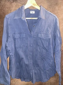 Columbia Xl Blue Long Sleeve Button Up Shirt Collared Knit Women 🧡 - Picture 1 of 8