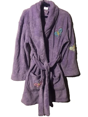 Xhilaration Girls' Plush Lilac Butterfly Bathrobe Sleepwear Size Small Soft/Warm - Image 1 of 4