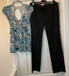 Bundle Smart Work Trousers & Floral Top - Size 12 - Picture 1 of 4