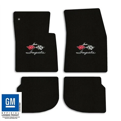Chevrolet Impala 1961-1962 - Alfombrillas negras clásicas de bucle - logotipo de banderas Foto 1 de 4