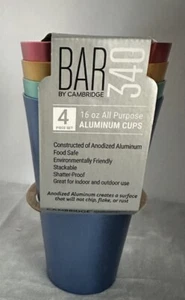 Nuevo Juego de 4 tazas de aluminio anodizado multicolor NIP BAR 340 de Cambridge 16 oz - Imagen 1 de 2