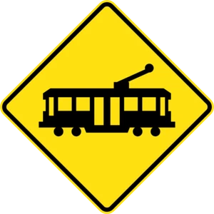 TRAM CROSSING (W5-41) - SELF ADHESIVE STICKER / DECAL / SIGN | HEALTH & SAFETY - Picture 1 of 6