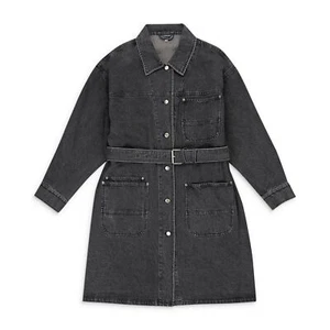 NWT CALLIPYGIAN WASH DENIM BLACK TRENCH COAT SIZE XS $275 - Picture 1 of 6