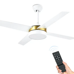 52" Ceiling Fan with Light and Remote Control 4 Blade Dimmable Memory Function - Picture 1 of 18