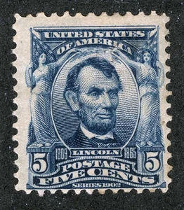 US Sc 304 Blue 5¢ 1902 Large Part Original Gum Hinged - Picture 1 of 1