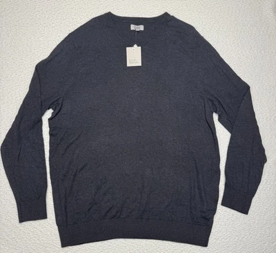Croft & Barrow Easy-Care Solid V-Neck Sweater Mens 3XLT 3XL TALL Heather Blue - Image 1 of 4