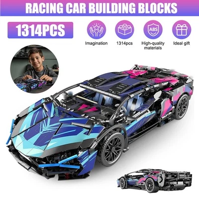Lamborghini Sports Car Technic Building Blocks Static Racing Kit Sealed blue UK