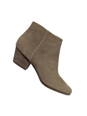 Banana Republic Genuino Gamuza Cremallera Lateral Apilado Tacón Bloque Botines Taupe 6 Foto 1 de 4