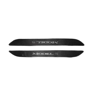 Door Sill Accent Cover Sticker Panel Trim For Tesla Model /S 14-19 Carbon Fiber - Picture 1 of 7