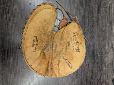 Guante de cuero vintage Rawlings #214 Hank Foiles Catcher’s, alrededor de la década de 1950 Foto 1 de 4