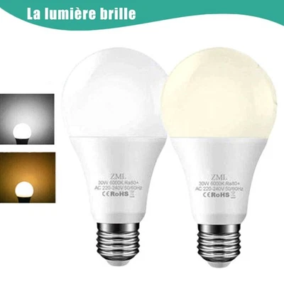 E27 LED Ampoule  3W 5W7W10W12W15W18W20W 25W Blanc froid Blanc chaud Globe 220V - Image 1 of 4