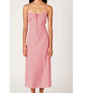 Neu mit Etikett Nia Kris Vintage Gingham-Druck Midikleid in Rot & Weiß Sommer Größe Medium - Bild 1 von 8