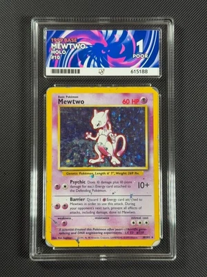 ACE 1 Mewtwo 10/102 HOLO Pokémon Card WOTC Base Set Holo Rare *2 - Image 1 of 4