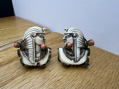 Gemelos vintage de faraón egipcio aspecto coral piedras Foto 1 de 3