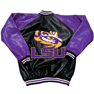 Letterman LSU Tigers Embroidered Logo Wool & Leather Varsity Jacket - Picture 1 of 4