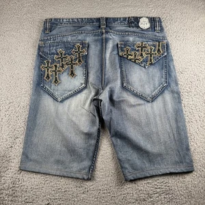Y2K Pepe Jeans Baggy Skater Jorts Men’s Size 38 Cross Embroidered Vintage - Picture 1 of 8