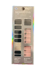 Tiras de uñas de gel ultra brillantes Dashing Diva regalo de vacaciones árbol falda rosa 32ct - Imagen 1 de 2