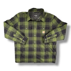 Carhartt Sherpa Lined Relaxed Fit Black Green Flannel Size 2XL - Bild 1 von 6