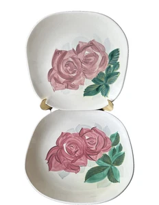 2 piatti vintage Red Wing Pottery Lexington Rose quadrati 10 1/4" - Foto 1 di 6