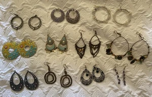 11 Pairs Of Paparazzi Earrings - Boho, Hoops, Dangle, Chandelier - Picture 1 of 3