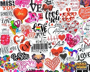 Paquete de 50 pegatinas ""Día de San Valentín"" regalo travieso para él Te amo calcomanía de corazón - Imagen 1 de 6