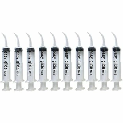 EASY GLIDE 12cc Dental Irrigation Syringe with Curved Tip - 8 Pack