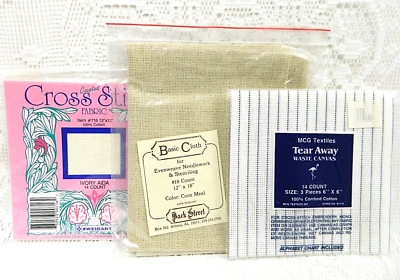 3 Pks CROSS STITCH FABRIC Corn Meal 18 & 14 Count Ivory ZWEIGART Alphabet Chart - Image 1 of 4