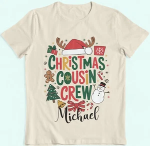 Christmas Cousin Crew Shirts - Custom Name Matching Tees for Family - Holiday Fu - Picture 1 of 5