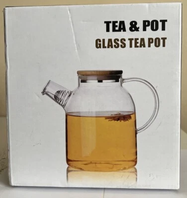 Tetera de vidrio estufa apta para microondas, tetera de vidrio 61 OZ nueva como en la foto Foto 1 de 3