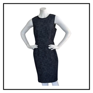 *Pre-owned, Excellent Condition* Elie Tahari Navy White Tweed Pencil Dress Sz 10 - Picture 1 of 2