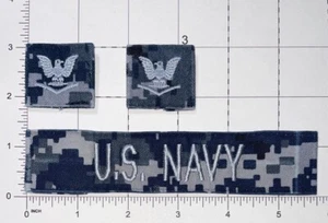 USN Blue Digital US Navy Tape & E4 3rd Class Petty Office Rank Lot of 3 Z13 - Picture 1 of 1