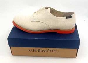 GH Bass Canvas Elly-2 Oxfords Shoes Ecru Beige Orange Soles Women’s 11 M NIB - Picture 1 of 12