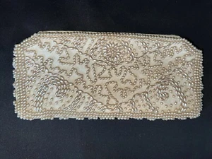 Vintage Regal Japan Beaded Purse Clutch Floral Evening Bag Champagne Cream - Picture 1 of 20
