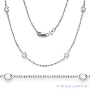 .925 Sterlingsilber Kabel CZ Kristall Meterware Einfassung & Kabel Gliederkette Halskette - Bild 1 von 1