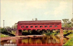 Postkarte Connecticut überdachte Brücke über den Housatonic River Vintage UNP - Bild 1 von 2