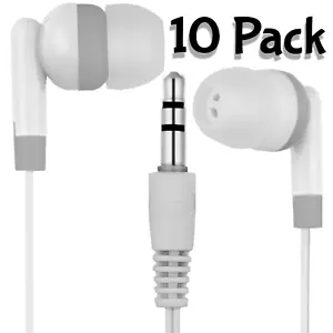 Confezione 10 Cuffie/Auricolari BIANCO/GRIGIO 3,5mm/OTTIME per Bambini/Scuole - Foto 1 di 3
