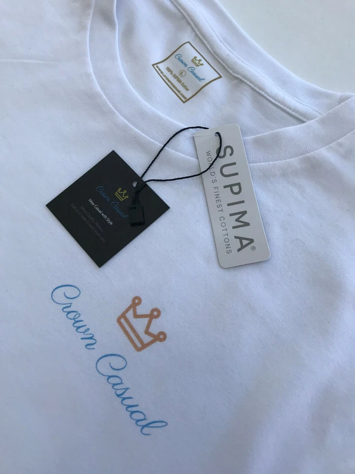Camiseta Informal Corona Algodón SUPIMA Calidad Premium Alta Gama Blanca Precio Promocional Foto 1 de 1