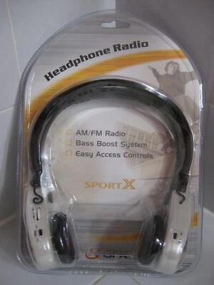 GPX Headphones AM/FM Radio Bass Boost System SportX HR2004SP VINTAGE - Image 1 of 4