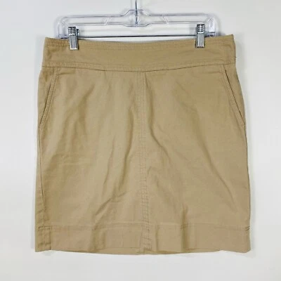 Talbots Womens Mini Skirt Size 12 Tan Khaki Pencil Back Zip Slash Pockets Casual - Image 1 of 4