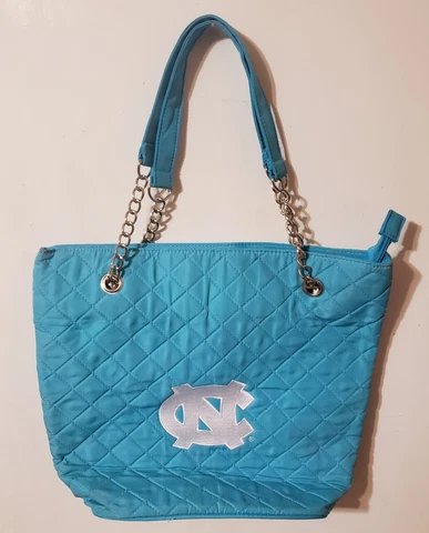 North Carolina Tarheels Embroidered  Quilted Purse Tote Bag Handbag Blue NWOT Cover