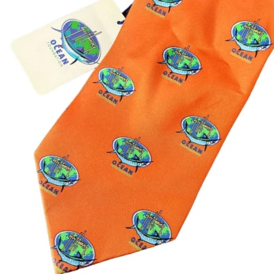 Corbata GUY HARVEY Ocean Foundation Marlin Print 4" x 58" para hombre 100 % seda naranja nueva con etiquetas Foto 1 de 4