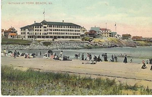 Frühe 1900er York Beach Maine Badepause Hotel Schwimmen bunte Postkarte - Bild 1 von 2
