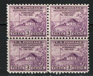 #727 1933 tres centavos cuartel general de Washington bloque de 4 MNH - Imagen 1 de 1