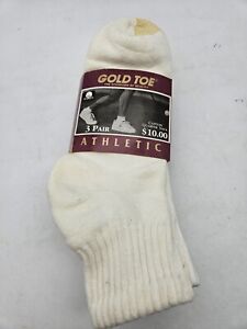 Vintage Gold Toe Athletic Sport Socks Cotton Crew 3-Pack Size Brand NEW